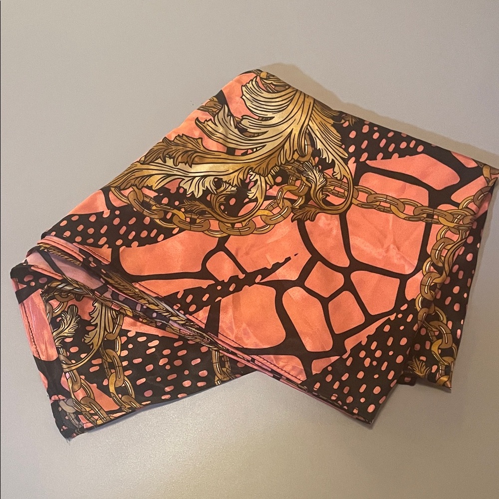 Chic Pink and Gold Patterned Scarf